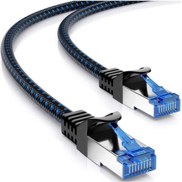 deleyCON deleyCON 10m CAT8.1 Nylon Netzwerkkabel S/FTP PIMF 2000MHz 40Gbit LAN-Kabel
