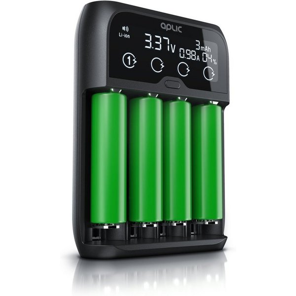 Aplic Universal Akku Ladegerät, Batterieladegerät für 18650 AA AAA, Display Batterie-Ladegerät (2000 mA, 1-tlg., Intelligent Battery Charger für Li-ion, Ni-MH, 