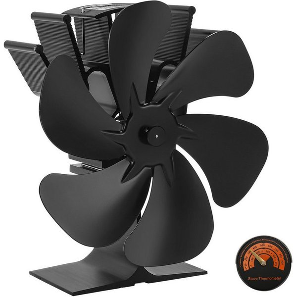 Clanmacy Kaminventilator Kaminventilator Ofenventilator 6 Blatt Kaminofen ohne Fan Stromloser