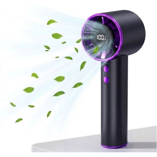 Montegoni Handventilator Tragbarer Mini USB Ventilator, Handventilator USB Ventilator, Starke Windleistung, Digitaldisplay, leise & USB-aufladbar