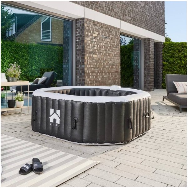 HOME DELUXE Whirlpool Outdoor Whirlpool DROP - 6 Personen, aufblasbares Aufstellbecken, 185 cm, inkl. Abdeckung, für 6 Personen, runder Pool