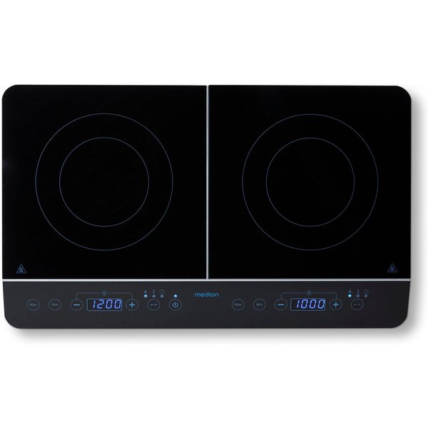 Medion® Doppel-Induktionskochplatte MD 15324, 3500 W Induktionsleistung, automatische Topferkennung, Timer, Temperaturbereich 60 - 240°, Sensor-Touch-Display