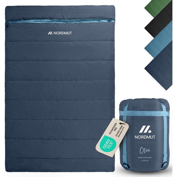 Nordmut Doppelschlafsack Deckenschlafsack XXL 2 Personen Camping Outdoor, warm, koppelbar (Spar-Set, 2 tlg., Nordmut Otra + Kompressionsbeutel), wasserabweisend