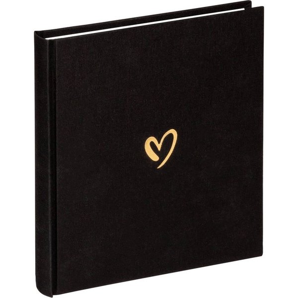 Walther Design Fotoalbum Emotion Classicalbum, buchgebundenes Album, Leineneinband mit einer goldenen Herzprägung