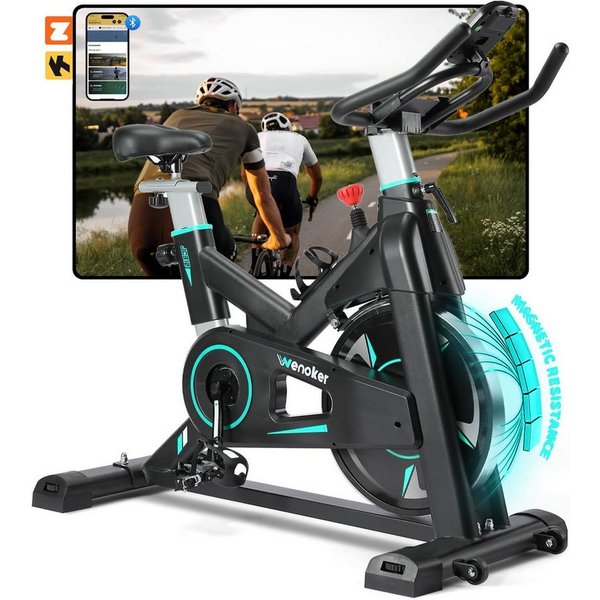 Wenoker Heimtrainer Magnetwiderstand Heimtrainer Fahrrad, LCD-Monitor&Flüsterleise (Spar-Set, 1x Anleitung, 1x Werkzeugset, 1x Heimtrainer), Magnetwiderstand, A