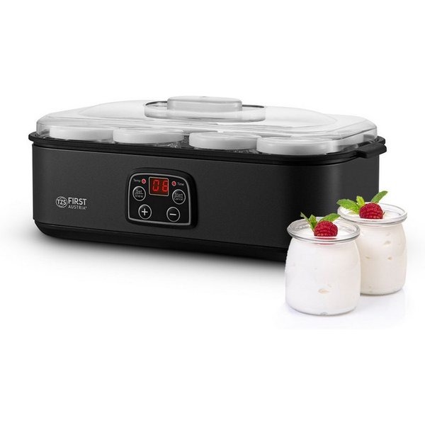 TZS FIRST AUSTRIA Joghurtbereiter mit 8 Glasbehältern à 180 ml, LED-Display, 20–55 °C, 48h-Timer, Temperatur bis 55 °C, Abschaltautomatik, LED-Display