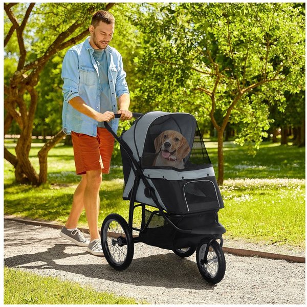 PawHut Hundebuggy Katzenwagen mit geländegängige Gummiräder Kissen Buggy, (Hundewagen, 1-tlg), für Hunde & Katzen bis 20 kg, Grau