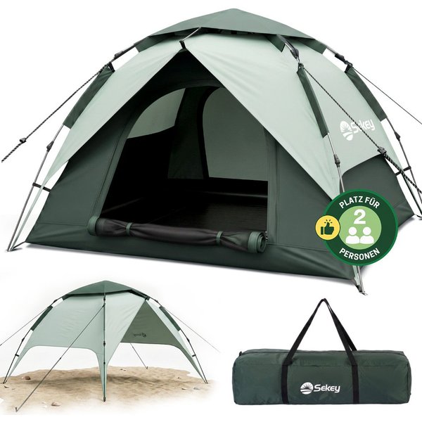 Sekey Kuppelzelt Campingzelt 2 Personen Wasserdicht Strandmuschel Strand, Personen: 2, Pop up Kuppelzelte, Automatisches Hydraulik-System, UPF50+