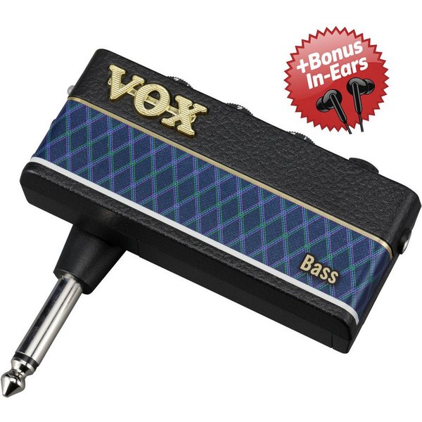 VOX-AMPS Vox Kopfhörer-Verstärker für Bassgitarre amPlug 3 Bass + Bonus In-Ear Verstärker (Anzahl Kanäle: 2, Bass)