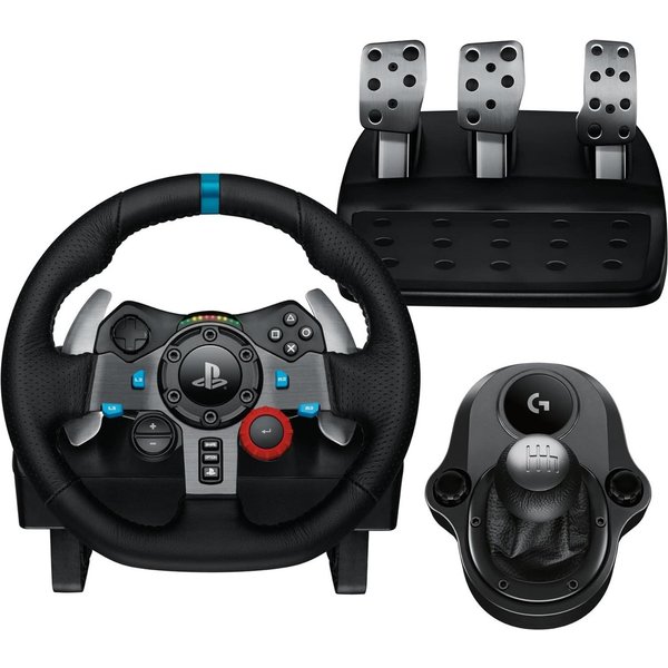 Logitech G29 Lenkrad mit Pedalen und Schaltung Playstation PS5, PS4, Windows PC Gaming-Lenkrad (Driving Force Komplett Set mit 6 Gänge Schaltknauf Schalthebel, 