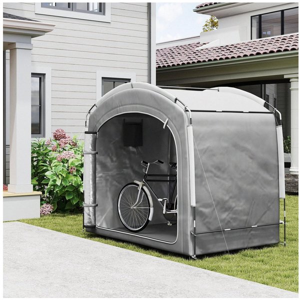 Outsunny Gerätezelt Wasserdicht, mit Silberbeschichtung, Reißverschlusstür, Personen: 4 (UPF 50+ Tragbar Fahrradgarage, 1 tlg., Fahrradzelt für 3-4 Fahrräder), 