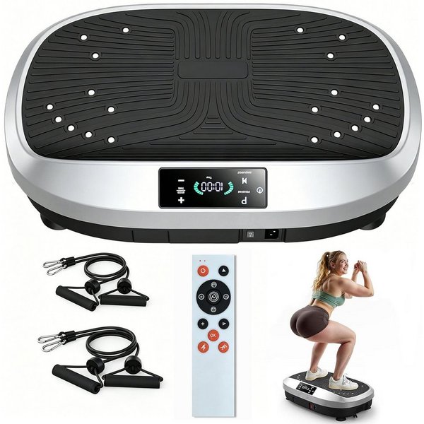kehot Vibrationsplatte 3D Vibrationsplatte mit 120 Stufen,Spannseil & Fernbedienung, 200 W, 120 Intensitätsstufen, 6 Programme, Magnetfeldmassage,Ganzkörpertrai