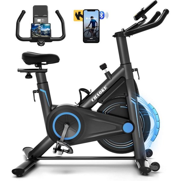 CHAOKE Heimtrainer Fahrrad mit App, Profi Ultra-Leiser Heimtrainer, 160KG Belastbar (Magnetwiderstand, verstellbare Armlehnen), einstellbare Widerstandsstufe, P