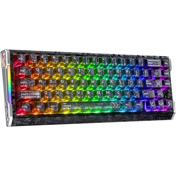ATTACK SHARK R68 HE 8000Hz Kohlefaser Rapid Trigger Gaming-Tastatur, 0,005mm RT Gaming-Tastatur (CNC-Aluminium,60% RGB Kabelgebunden Hall-Effekt Magnetische Tas