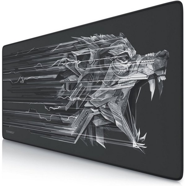 Titanwolf Gaming Mauspad XXL Speed Mousepad 900 x 400 x 3 mm, große Tischunterlage (1-St), rutschfest, abwaschbar, Geschwindigkeit & Präzision, schwarz