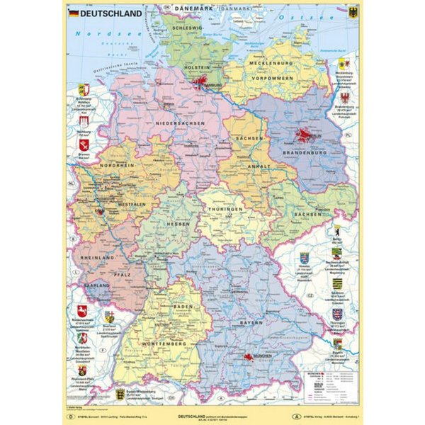 Deutschland politisch mit Bundesländerwappen / Heinrich Stiefel