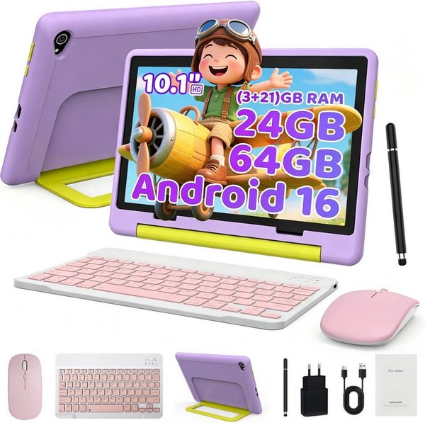 BUFO Kinder Lern-Tablet mit Elternkontrolle 10'' Android 16, 64GB Tablet (10", 64 GB, Android 16, Kids Bumper blau)