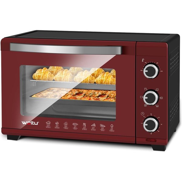 Woltu Minibackofen, 32 Liter, 1600 Watt Herausnehmbares Krümelblech mit Timer