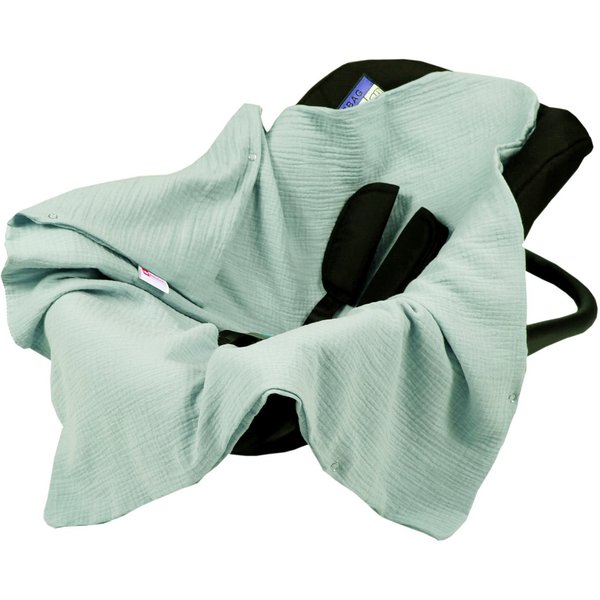 BabyLux Babyschale Einschlagdecke Babyschale Autositz Babydecke 80x80 cm aus Musselin, Grün_Hell_80x80