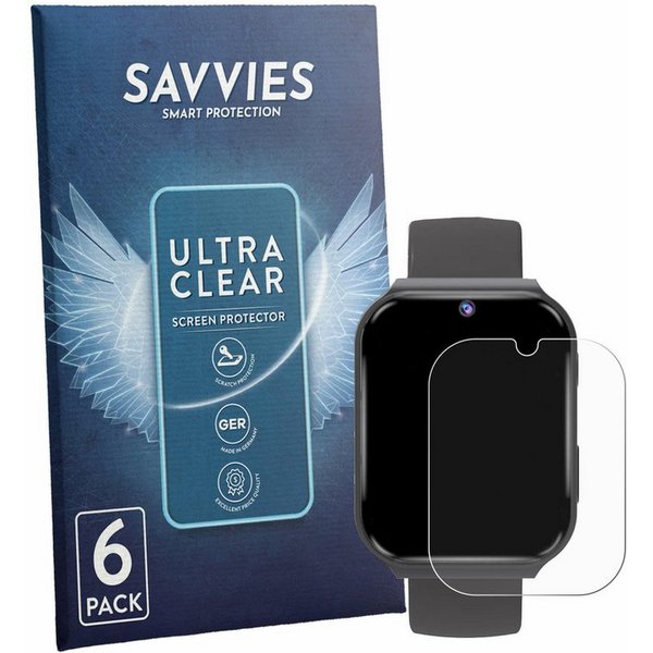 Savvies Displayschutzfolie Schutzfolie für pmstuy Kids Smartwatch 1.83", 6 Stück, Displayschutz Schutz Folie Klar Transparent