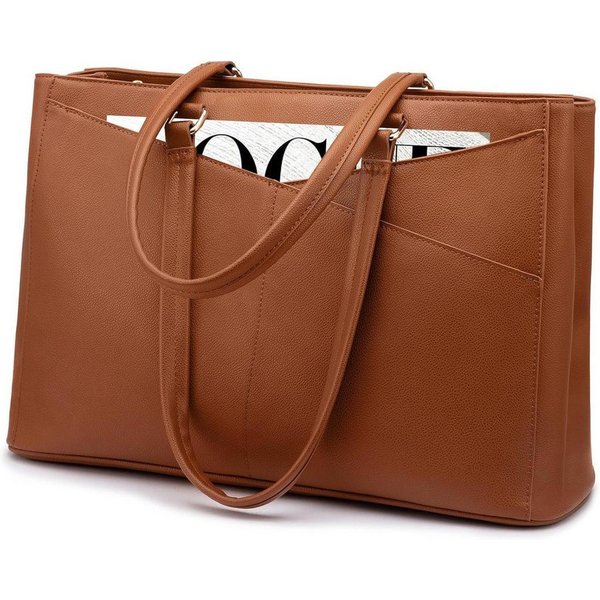 LuxusKollektion Laptoptasche Laptop Handtasche Damen 15,6 Zoll Braun Lehrertasche Büro Uni