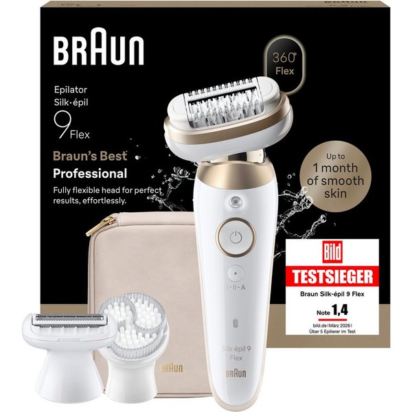 Braun Epilierer Silk-épil 9 SES9-060 3D, 360° Flex, Wet & Dry, SmartLight, Rasieraufsatz, Trimmeraufsatz
