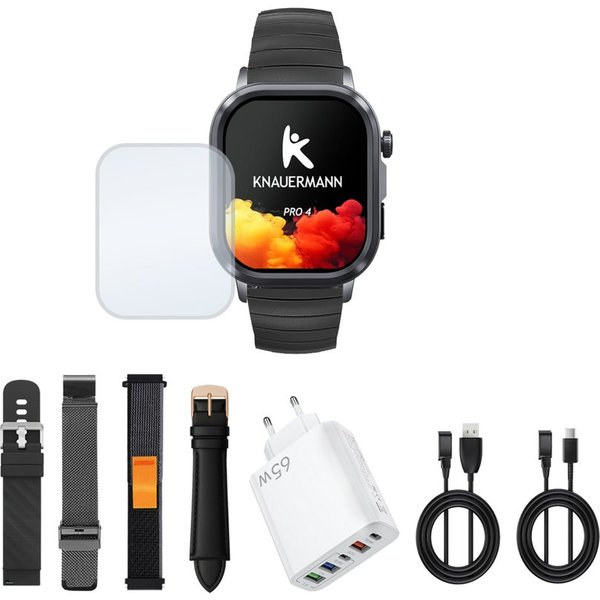 Knauermann PRO 4 (2026) Gesundheitsuhr mit Anruf & SOS Funktion Smartwatch, EKG-Gesundheitsuhr mit 2 Wochen Akkulaufzeit