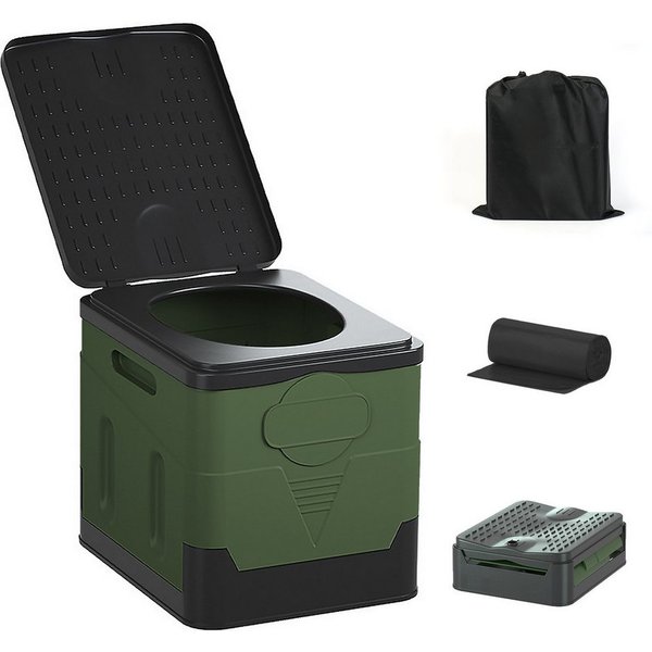 OSTWOLKE Campingtoilette mit Beutel & Deckel 150KG Outdoor-Toilette tragbare Mobile Campingklo, (1-St), faltbar