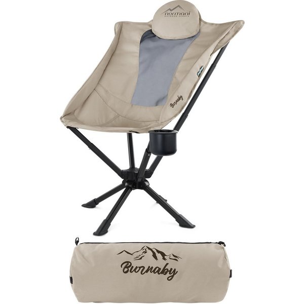 normani Campingstuhl Campingstuhl mit Getränkehalter Burnaby, Leichter Gartenstuhl Wanderstuhl mit Kopfkissen und Becherhalter