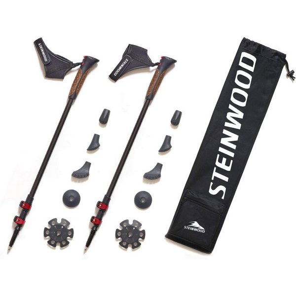Steinwood Nordic-Walking-Stöcke 100% Carbon verstellbar mit Teleskop und Klemmverschluss mit extra Gu…