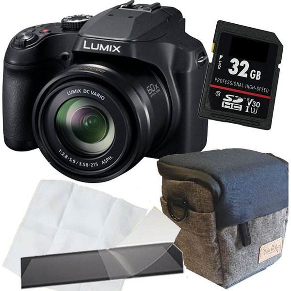Panasonic DC-FZ82D schwarz Digitalkamera Set Angebot Systemkamera (inkl. Tasche,Karte,Mikrofasertuch,Displayfolie)