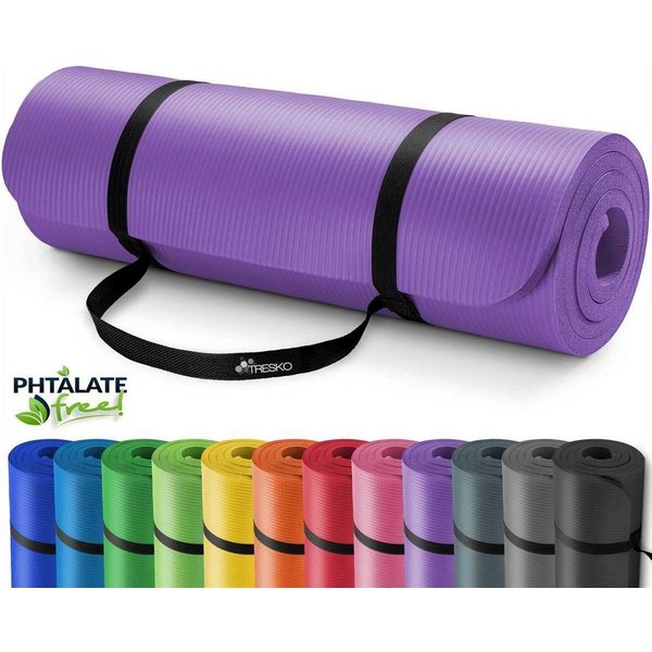 TRESKO Gymnastikmatte rutschfest mit Tragegurt Sportmatte gepolstert, Yogamatte Gymnastikmatte Dick Fitnessmatte