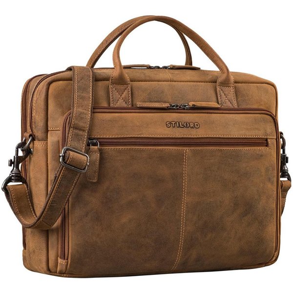STILORD Laptoptasche "Zenon" Leder Aktentasche mit Laptopfach 15.6 - 16 Zoll Herren & Damen