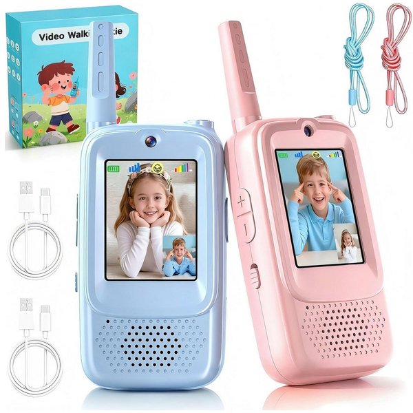 POPOLIC Walkie Talkie 2 Pack Walkie Talkie mit Bildschirm, 400 Meter Reichweite, (2-St., mit 4 Spracheffekten, Spielzeug ab 3-12 Jahre, Walkie Talkie Kinder), O
