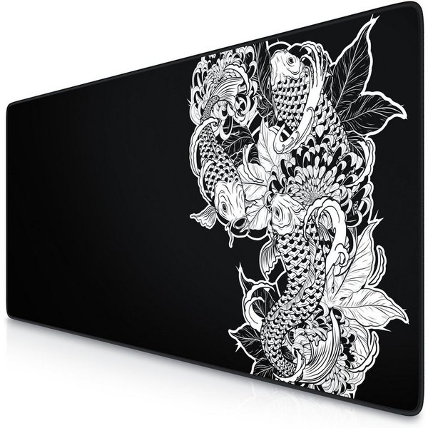 Titanwolf Gaming Mauspad XXL Speed Mousepad 900 x 400 x 3 mm, große Tischunterlage (1-St), rutschfest, abwaschbar, Geschwindigkeit & Präzision, Koi Tattoo 3