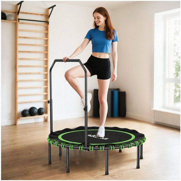 SPORTNOW Fitnesstrampolin Mini Trampoline mit 5 verstellbare Handgriffstufen, leise Gummiseil, Ø 122 cm, (Sport-Trampolin, 1 tlg., Fitness-Trampolin), Stahl, Ku