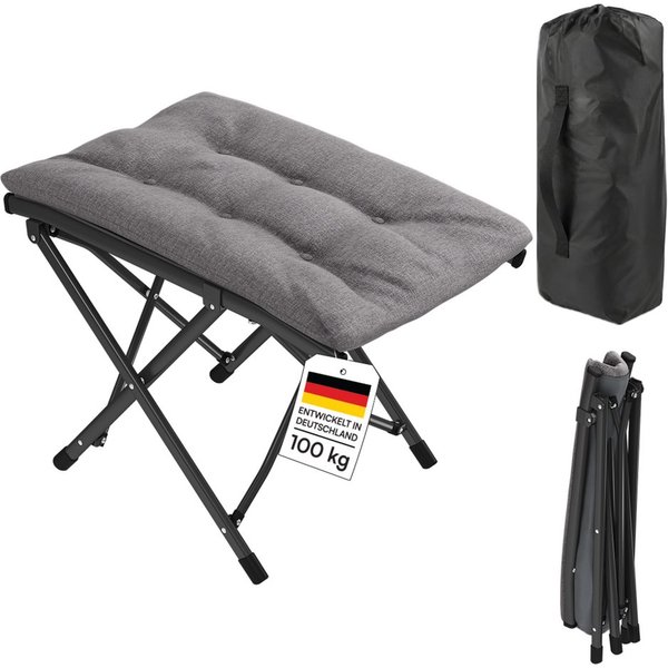 STEELSØN Campingstuhl Hoggar & Hocker, gepolsterter Klappstuhl mit Seitentasche (Hocker), Fußhocker bis bis 100 kg, 46 cm hoch