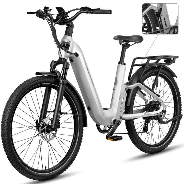 Vankel E-Bike Cityrad 28 Zoll, SUV, Fully, 720Wh bis zu 140km, Drehmomentsensor, Bremslicht, 7 Gang Shimano ARDTY300D Schaltwerk, Kettenschaltung, Heckmotor, 72