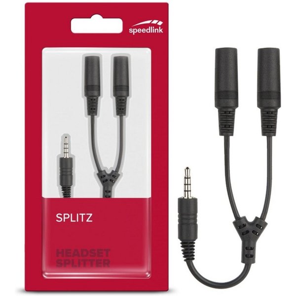 Speedlink Dual Headset-Adapter Y Splitter Konverter Smartphone-Kabel, 3,5-mm-Klinke, 3,5mm Klinke (19 cm), 3,5mm Klinke-Stecker zu 2x 3,5mm Klinken-Kupplung Ada