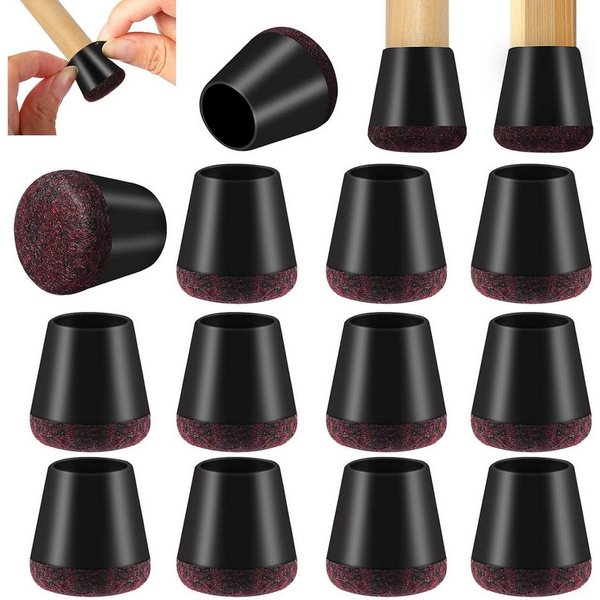 BlingBin Stuhlsocke Stuhlbeinkappen mit Filz, Silikon-Stuhlbeinschoner für Möbelbeine, (40er Set, 40 St), Stuhlbeinschoner für runde Möbelbeine 15–18 mm, Bodens