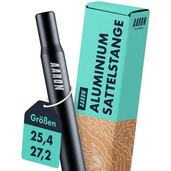 AARON Sattelstütze Tube Sattelstange 25,4 / 27,2 mm – 350 mm – Aluminium Fahrrad Schwarz