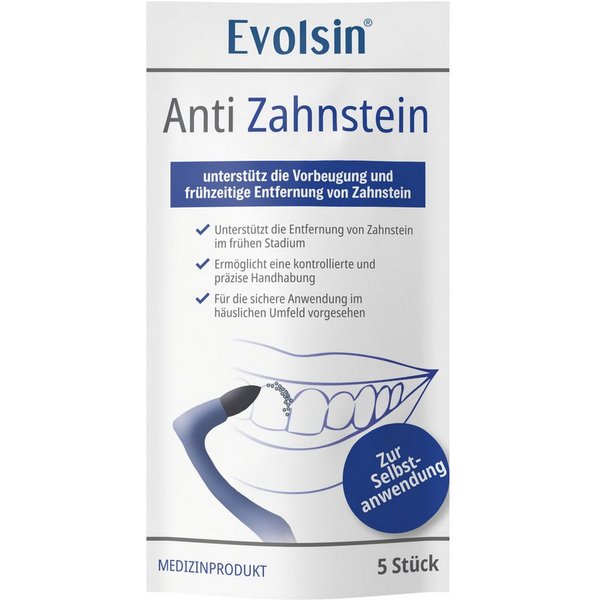 Evolsin Zahnpflege-Set Anti Zahnstein – Zahnsteinentferner zur Zahnpflege – 5 Stück, 5-tlg.