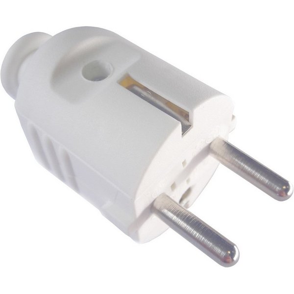 Bachmann Schutzkontaktstecker Stromadapter Schutzkontakt, CEE 7/7, Typ-E/F, 0 cm, zentral weiß bruchfest montierbar, 910.270