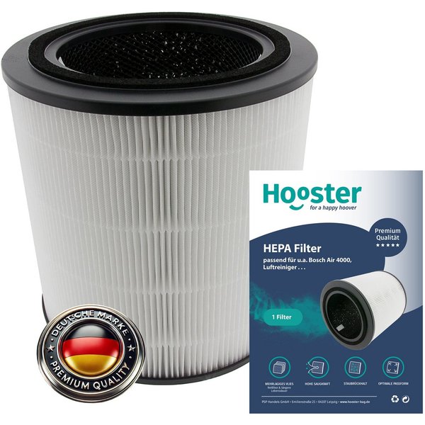 Hooster Luftfilter 1 Filter kompatibel mit Bosch Air 4000 Luftreiniger, 3in1 HEPA/Aktivkohle Filter für eine optimale Luftreinigung