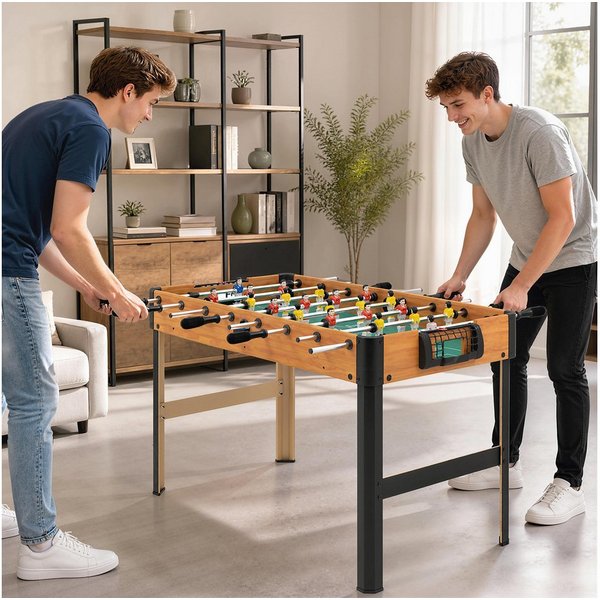 HOMCOM Kickertisch Tischkicker Kickertisch inkl 22 Kicker 2 Bälle Rutschfest Griffe (Tischfußball, 1-tlg., Spieltisch), für Spielzimmer, Mehrfarbig