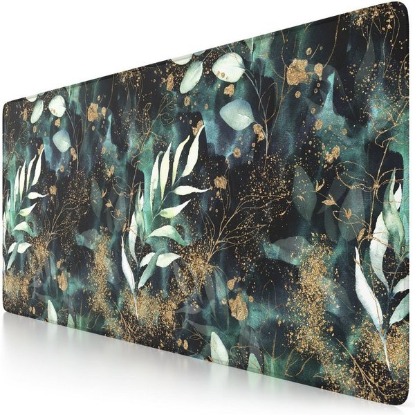 CSL Gaming Mauspad XXL Speed Mousepad 900 x 400 x 3 mm, große Tischunterlage (1-St), rutschfest, abwaschbar, Geschwindigkeit & Präzision, Gold Floral