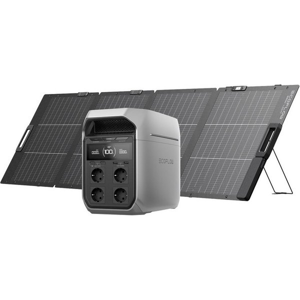 Ecoflow ECOFLOW DELTA 3 Plus Powerstation 1 024 Wh mit 220 W Solarpanel Powerstation, 1 000 W Solareingang, Solargenerator für Notstrom, Outdoor & Wohnmobil