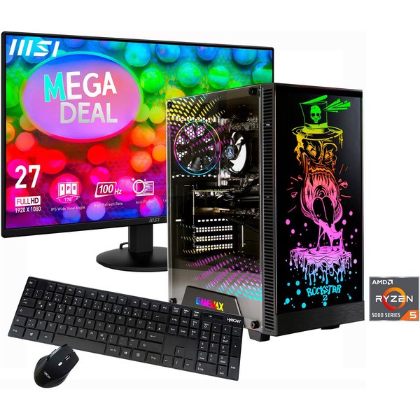 GAMEMAX MegaDeal Rockstar 2842 AMD Ryzen 5 5600GT 16GB 480GB SSD PC-Komplettsystem (27", AMD Ryzen 5 5600GT, Radeon Graphics, 16 GB RAM, 480 GB SSD, Windows 11 