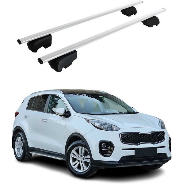 OMAC Dachträger Gepäckträger für Kia Sportage Typ QL 2015-2021 ABE Metall Silber 2x (2-St), Wasserbeständig,Abnehmbar,Multifunktional,Leichtgewichtig