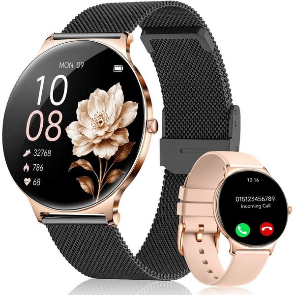 SWGOTA 2026 Smartwatch Damen Ultradünn mit 1,56" AMOLED und 20 Tage Akku Smartwatch IP68+5ATM Fitnessuhr mit 150+ Sportmodi und Bluetooth-Anruf, sowie SpO2-, Wh